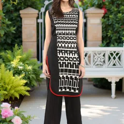 Pannkh Women Ethnic Motifs Printed Round Neck Crepe Kurta-image-89