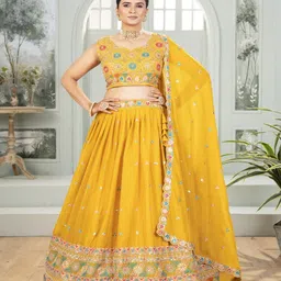 NARI DREAM Embroidered Shibori Ready to Wear Lehenga & Unstitched Blouse With Dupatta-picture-8