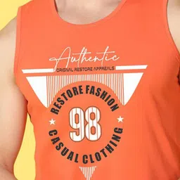 WOOSTRO Pack Of 2 Printed Combed Cotton Gym Vests -VWS26(98 ORANGE)(MORE YELLOW) image 5