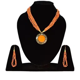 Grace Collections Women Handcrafted Multi Layer Beaded Necklace With Earrings-picture-31