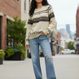 glitchez Self Striped Oversized Pullover image 2