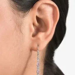 Ornate Jewels 925 Sterling Silver Pink Cubic Zirconia Linear Dangler Earring image 3