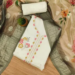 BlissFlair Thread Work Art Silk Unstitched Dress Material-picture-21