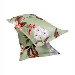 Myntra Elegant Homes Green & Red Floral 144 TC Queen Bedsheet with 2 Pillow Covers image 5
