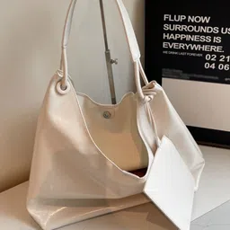 KPOP Women Solid Structured Shoulder Bag with Pouch image 3