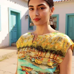 SZN Print Cinched Waist Top image 2