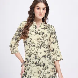 Anouk Rustic Floral Printed Mandarin Collar Straight Kurti image 5