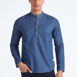 Flying Machine Men Solid Mandarin Collar Casual Shirt-picture-20