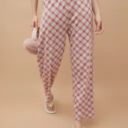 Ginger by Lifestyle Women Checked Mid-Rise Cotton Lounge Pants-image-4