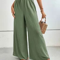 KPOP Women Mid-Rise Tailored Wide Leg Trousers-image-95