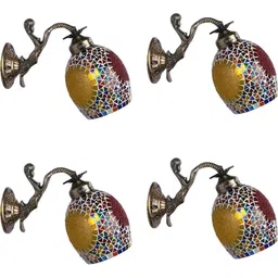 1ST TIME Multicoloured & Multicoloured Textured Metal Traditional Wall Lamp image 2