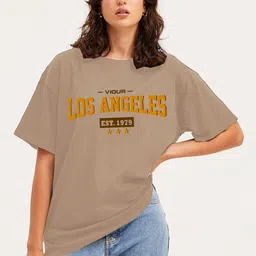 Genzy Women Typography Printed Drop-Shoulder Sleeves Applique T-shirt-picture-28