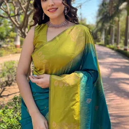 CaniBani Ethnic Motifs Zari Silk Blend Banarasi Saree image 2