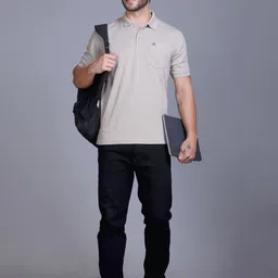 Parcel Yard Men Dri-FIT Solid Polo Collar Cotton T-shirt image 4