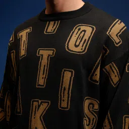 HIGHLANDER Men Typography Printed Long Sleeves Pullover Sweater image 2