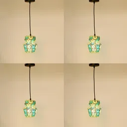 1ST TIME Green & Yellow Textured Self Assembly Bell Ceiling Lamp-image-13