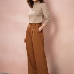 all about you Women Relaxed Straight Leg Lint Free Pleated Trousers-picture-45