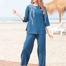 GOLDSTROMS Embroidered Boat Neck Tunic With Trousers Co-Ords-picture-27