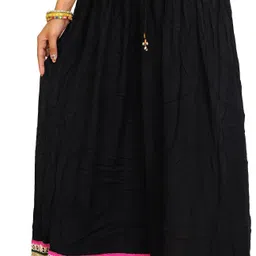 Exotic India Embellished Patch Border A-Line Maxi Skirts-picture-26
