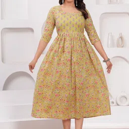 FASHION SWAG Women Printed Cotton Round Neck Maternity Ethnic Dress-image-13