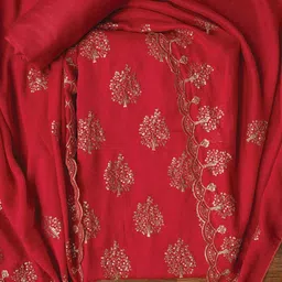 Desi Fusion Embroidered Sequinned Unstitched Dress Material-image-93