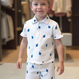 SuratKidsStore Boys Printed Short Sleeves Pure Cotton Shirt With Shorts-picture-25