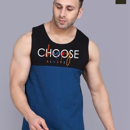 SLOWLORIS Pack Of 2 Printed Round Neck Sleeveless Bio-Wash Cotton Gym Vests-picture-12