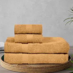 Bichauna Beige 4 Pieces Pure Cotton 350 GSM Towel Set-image-1