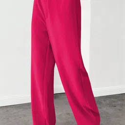 CILIMILI Women Relaxed Straight Leg High-Rise Non Iron Trousers image 4