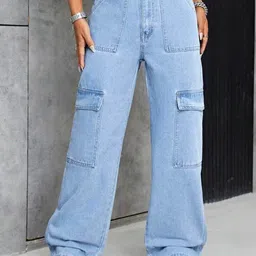 NU CLOTHS Women Jean Regular Fit High-Rise Stretchable Cargo Jeans-picture-15