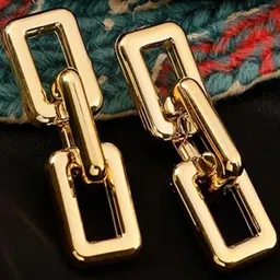 vembley VembleyKorean Golden Chunky Chain Link Drop Earrings image 3