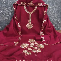 LeeliPeeri Designer Embroidered Thread Work Chanderi Cotton Unstitched Dress Material image 4