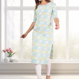 SZN Women Ethnic Motifs Crepe Straight Kurtas image 3