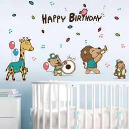 Asian royal Brown & Green Animal Birthday Concert Printed Water Proof Decals and Stickers-picture-26