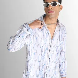 Bene Kleed Men Classic Spread Collar Abstract Printed Cotton Oversized Casual Shirt image 1
