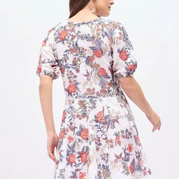 DressBerry Floral Printed Crepe Fit & Flare Mini Dress image 3