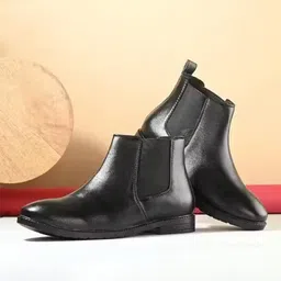 TRM Men Synthetic Black Block Chelsea Boots-picture-37