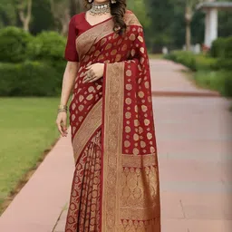 Moda Rapido Maroon Silk Cotton Woven Design Sarees-picture-34