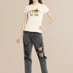 SZN Women Printed Applique T-shirt-image-23