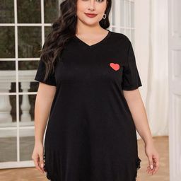 LULU & SKY Women Plus Size Lace Trimmed Hem T-shirt Nightdress-picture-43