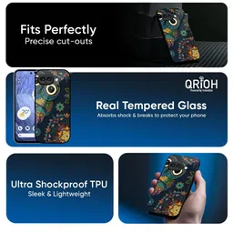 QRIOH Owl Art Quirky Printed Google Pixel 9A Glass Back Case image 2