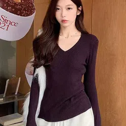 StyleCast x Revolte Women Ribbed V-Neck Long Sleeves Pullover-image-36