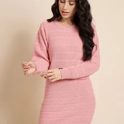 CREATIVE LINE Self Design Winter Jumper Dress-image-14