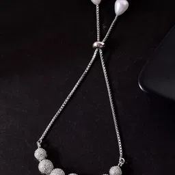 Silvermerc Designs Silver-Plated Pearls Beaded Link Bracelet-picture-51