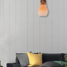 1ST TIME Orange & Orange Printed Wood Contemporary Abstract Shaped Shaped Wall Lamp image 4