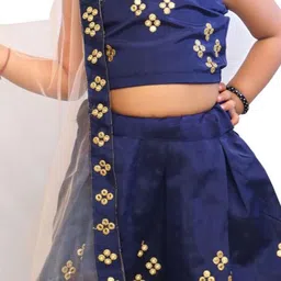 BAESD Girls Embroidered Mirror Work Ready to Wear Lehenga & Blouse With Dupatta image 2