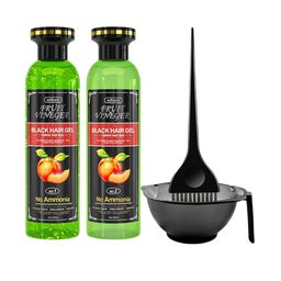 Adbeni Set Of 2 Fruit Vineger Gel Hair Color With Bowl & Brush - 250 ml Each - Black-picture-12