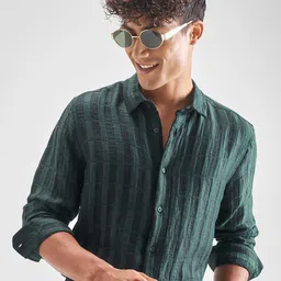 HIGHLANDER Men Textured Spread Collar Relaxed Fit Shirt-picture-21