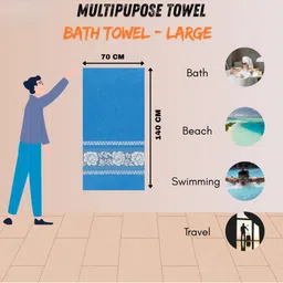 LIBERTY TOWELS Peach-Coloured & Orange 1 Printed 420 GSM Bath Towel image 2