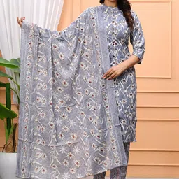 RAJPUTANA CAMISA Women Printed Regular Kurta &Trousers With Dupatta-image-18